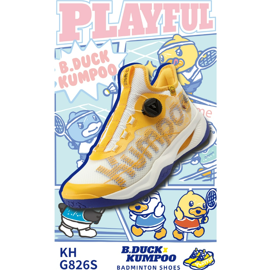 Kumpoo Badminton Shoes KH-G826S New Color B.DUCK White Yellow | Sepatu Bulutangkis KH G826S B Duck P