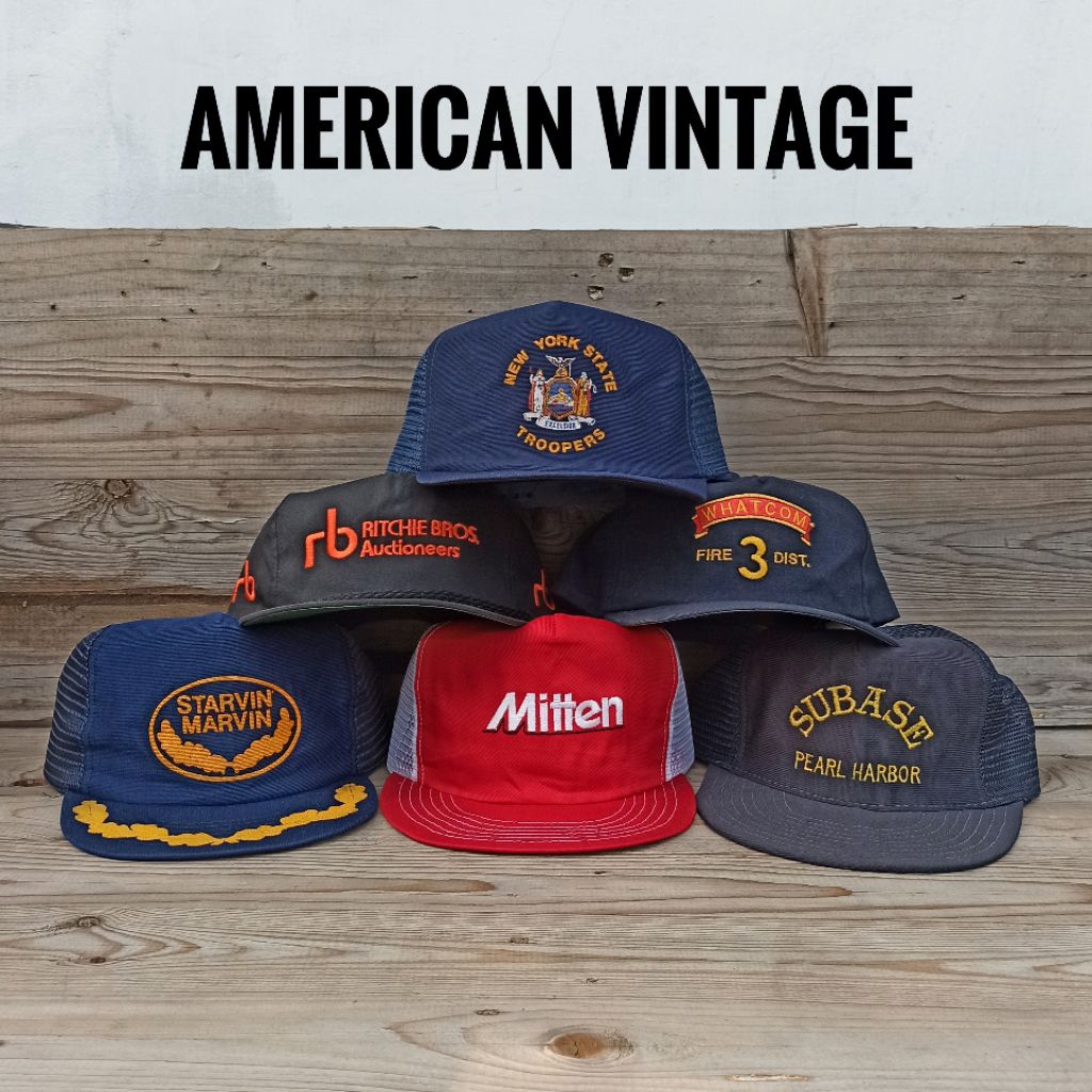 topi American vintage cap, ropehat, trucker, snapback