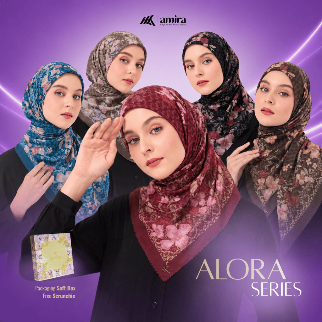 Amira - ALORA Voal Printing Motif Hijab Segiempat Lasercut Premium Square Free Box
