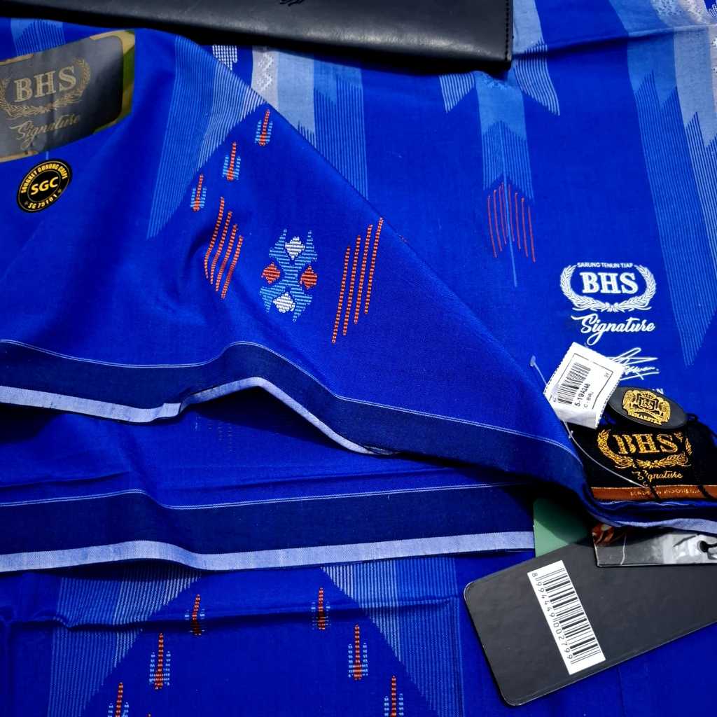 Sarung BHS Signature SGC Gold Lawas Biru Binhur Spunsilk Mercerized Jahit Tengah ATBM Limited (Bisa 