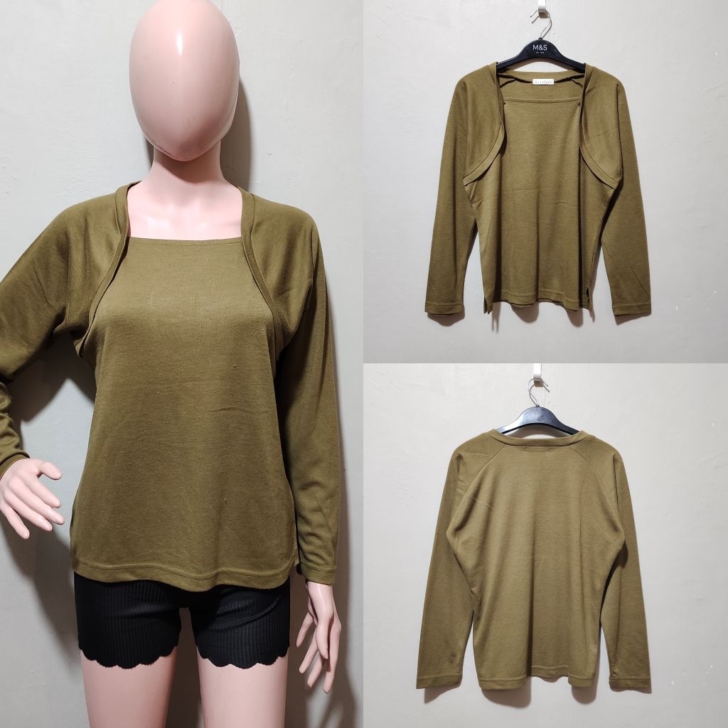 ECRITURE square neck top square top tee square blouse olive blouse kaos blouse army blouse top army 