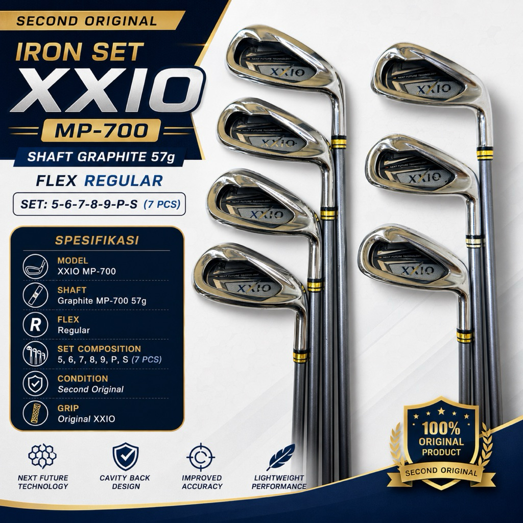Stick Golf Man Iron Set XXIO MP-700 Shaft Graphite Flek Reguler Second Original