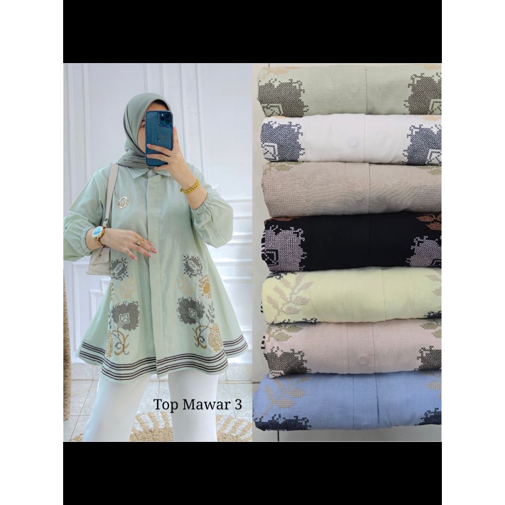Atasan WINODY TOP MAWAR 3 / Blouse WINODY ORI/Atasan Wanita Katun Tokai