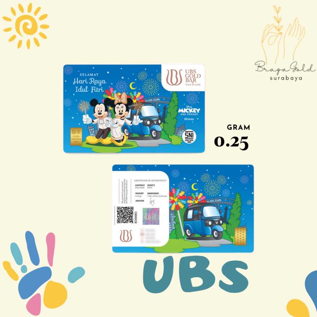 0,25 gr UBS Gold Logam Mulia Disney Mickey Minnie Mouse Idul Fitri (c)