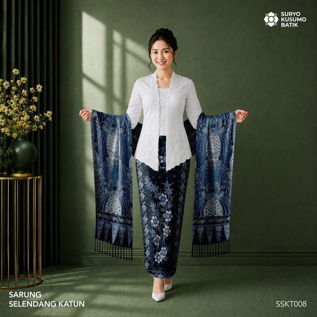 Suryo Kusumo Batik - Kain Batik Tulis Sarung Selendang Katun - Burung Biru