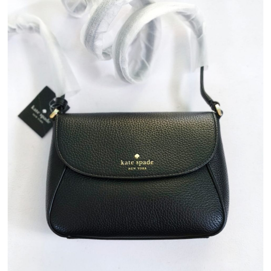 ks monica mini flap crossbody pebbled leather black