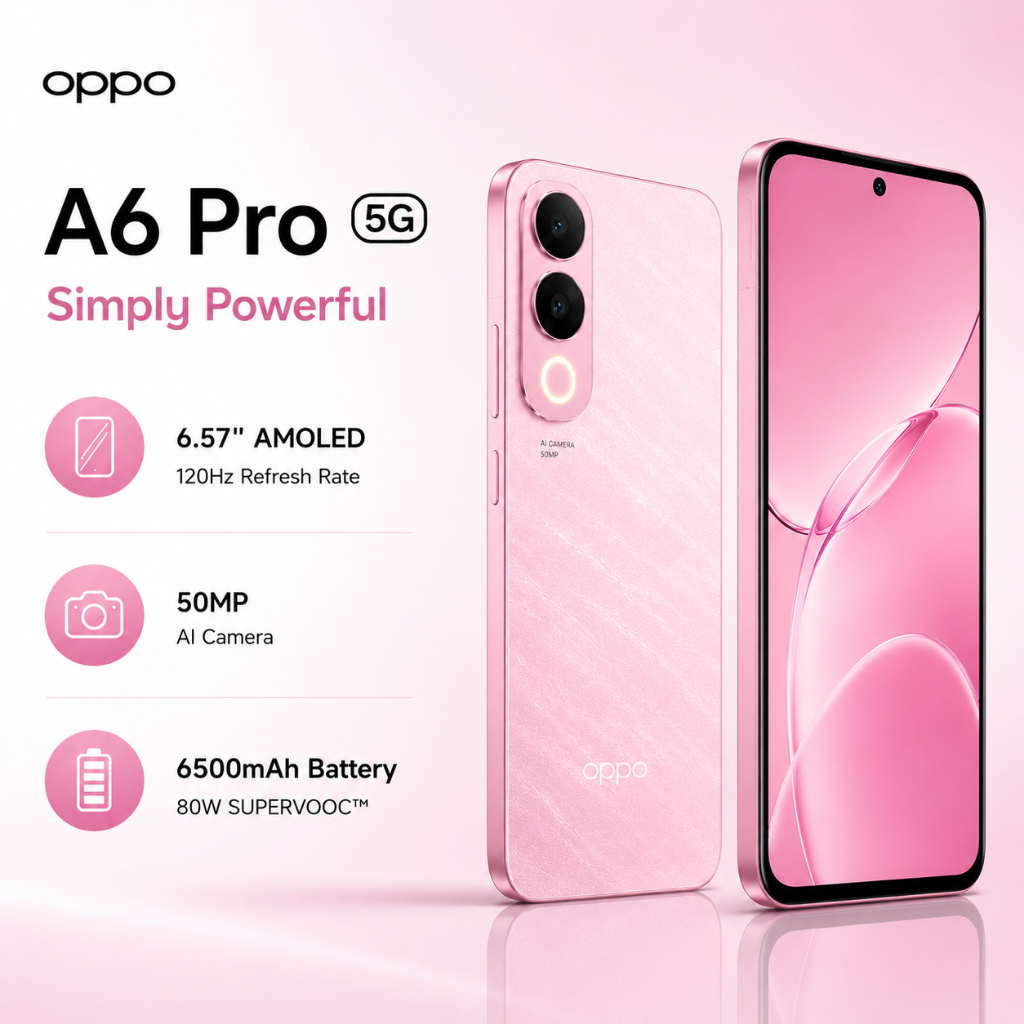 OPPO A6 Pro 5G 8GB+256GB 50MP AI Camera 80W Fast Charge