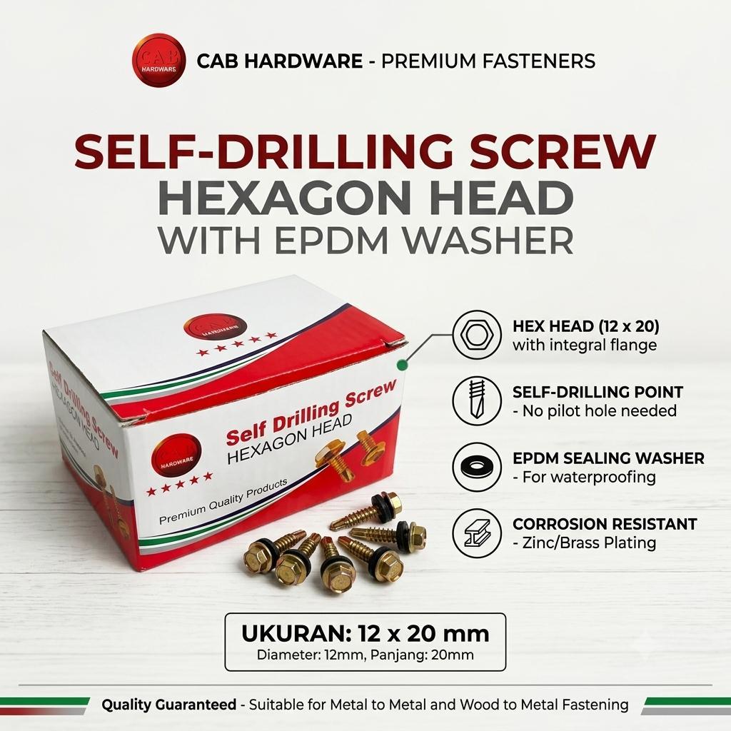 SELF DRILLING SCREW / SKRUP DRILLING 12x20 CAB (2CM) 850PCS || Baut Drilling 12 x 20 CAB