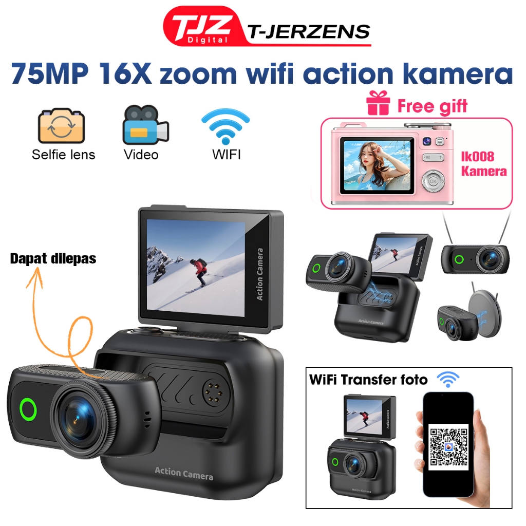 T-Focus Kamera Mini Olahraga Rekaman POV Tanpa Pegangan Bisa Dipasang Helm & Magnet Cocok Bersepeda 