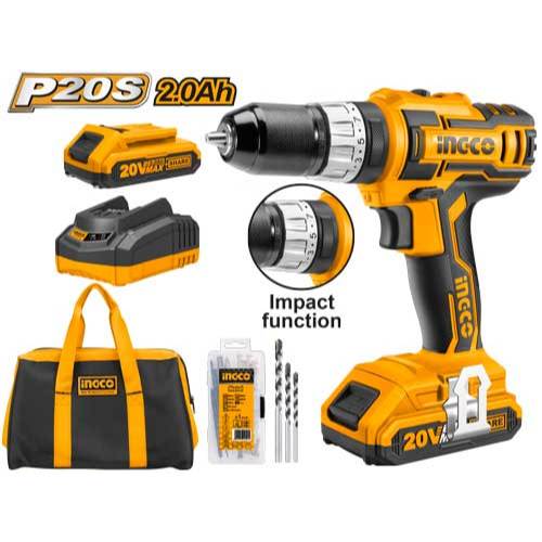 INGCO (MESIN BOR CORDLESS 20V (2B&1FC)