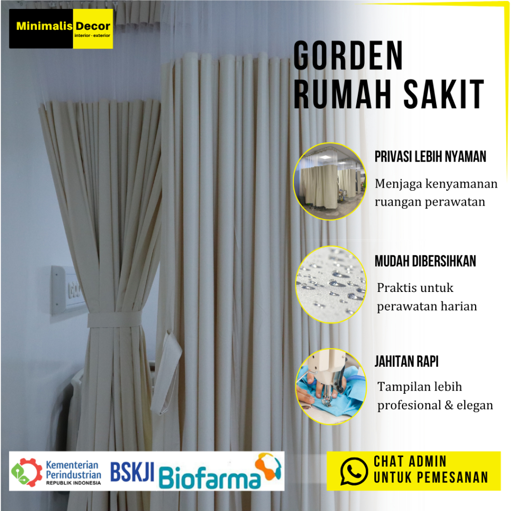 Tirai Rumah Sakit Iconeed Anti Air & Anti Bakteri | Gorden Rumah Sakit Mudah Dibersihkan