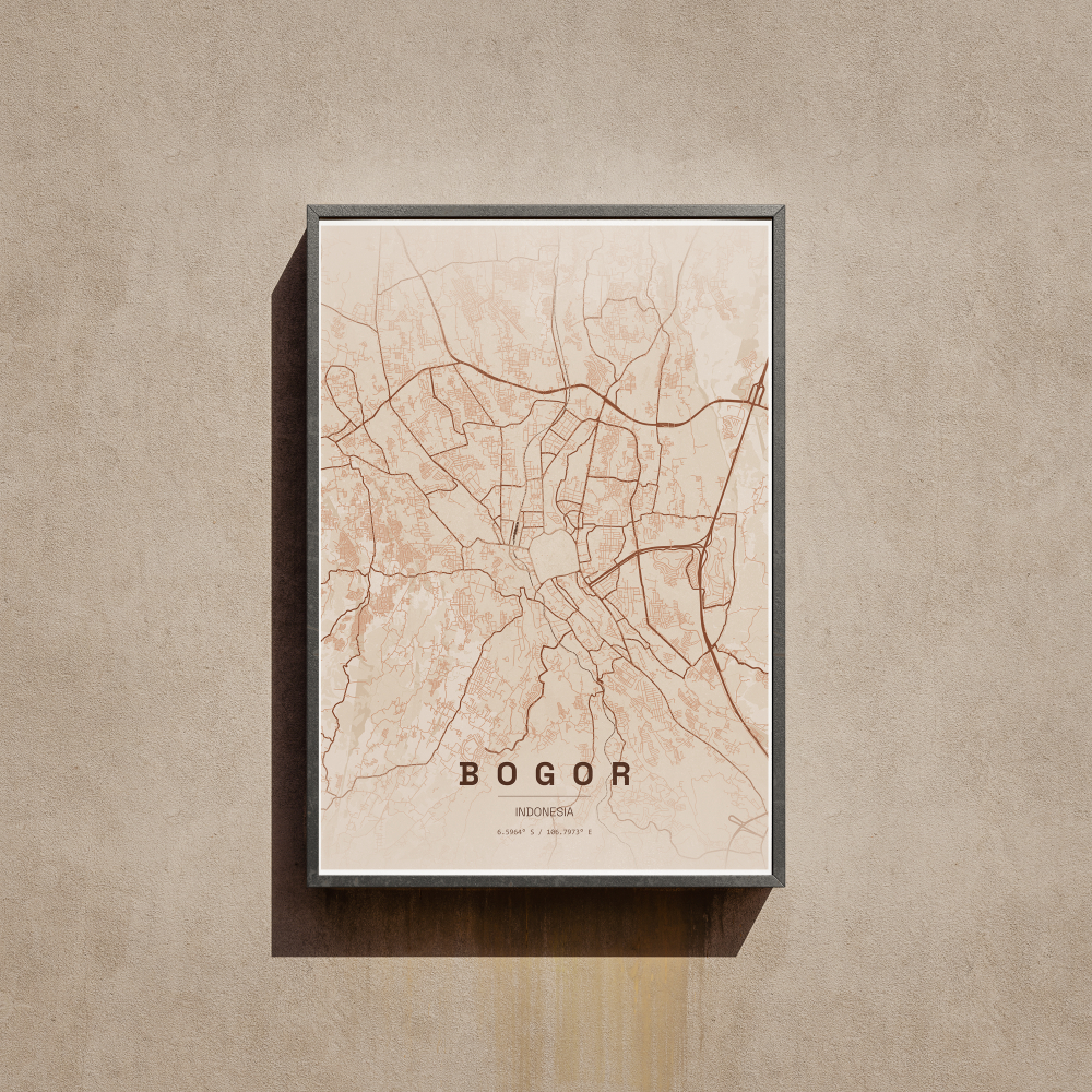 Bogor City Map Wall Art Poster Peta Kota Bogor Hiasan Dinding Aesthetic Ukuran A3