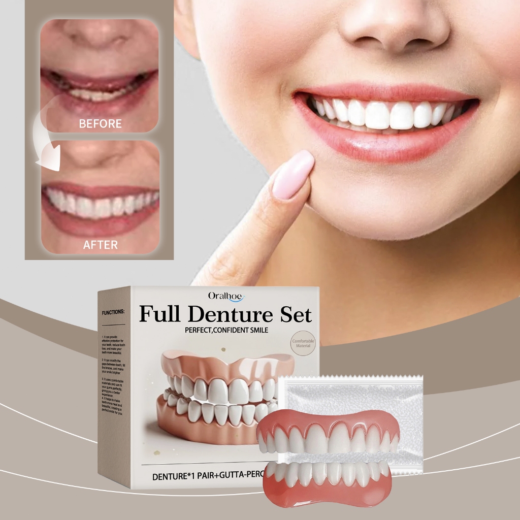 Oralhoe Full Denture Set Gigi Palsu Kecantikan Lengkap Perbaiki Celah Gigi Hilangkan Gigi Rusak Gigi