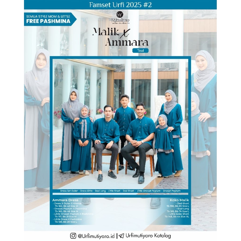 Malik Ammara Family Baju Couple Keluarga Sarimbit Lebaran Couple Gamis Kemeja