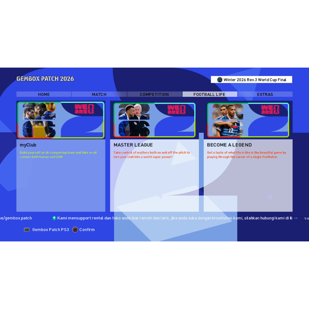 REV 3 FINAL ONLY PES 2026 Gembox Patch Winter Season PS3 World Cup Edition || Via Email