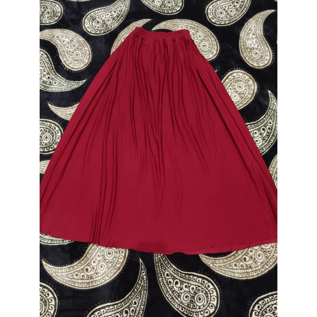 Flare Skirt Maroon Rok Jumbo