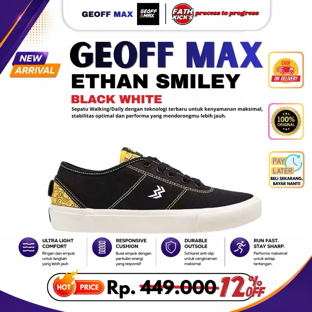 Sepatu Geoff Max Original - Ethan Evolt Smiley Limited Edition | Sepatu Pria | Sepatu Unisex
