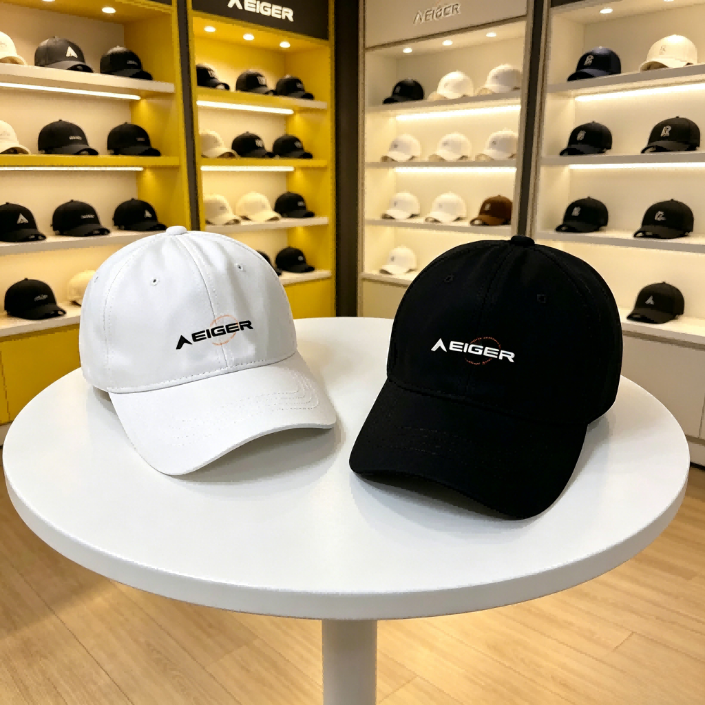 Topi EIGER Kekinian Unisex Hitam Putih Topi Olahraga Casual Street Style Pria Wanita Premium