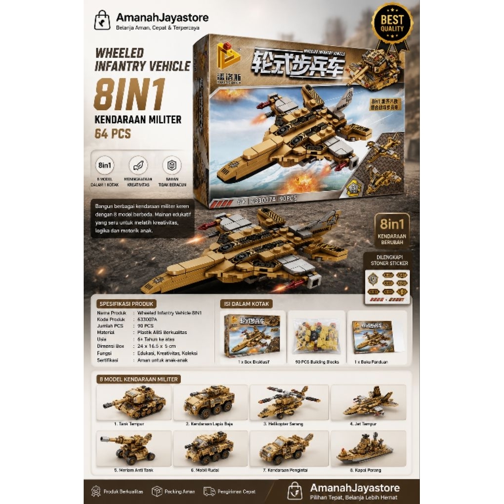 Lego mainan rakitan thank/ helikopter