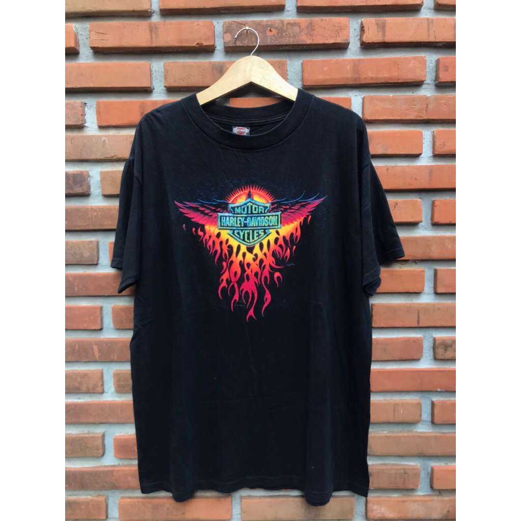 Tshirt Vintage Harley Davidson 90s Graphic Eagle Flames Manchester