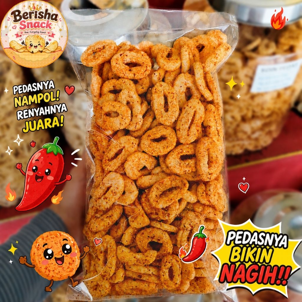 KOIN PEDAS / RING PEDAS / KERUPUK KOIN PEDAS / CEMILAN PEDAS [175 GR]