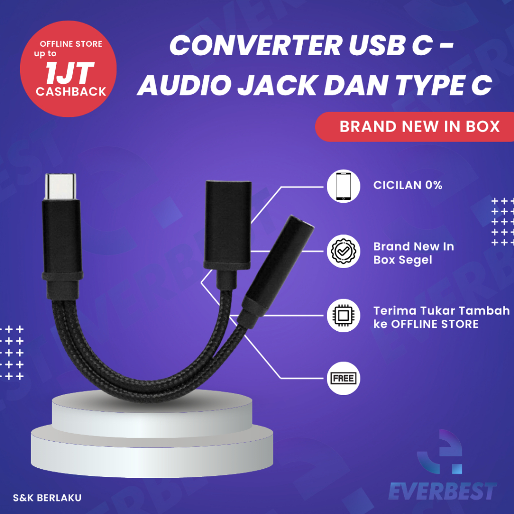 CONVERTER USB C - AUDIO JACK DAN TYPE C NEW