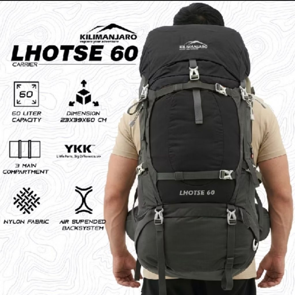 Tas Gunung Kilimanjaro Lhotse 60+5 L - Tas Ransel Kilimanjaro LHOTSE