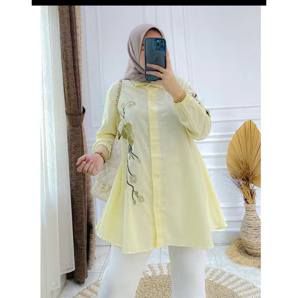 kemeja katun winody  VIRAL - ATASAN WINODY VIRAL  - ATASAN KATUN BORDIR TOP WINODY olive  / ATASAN W