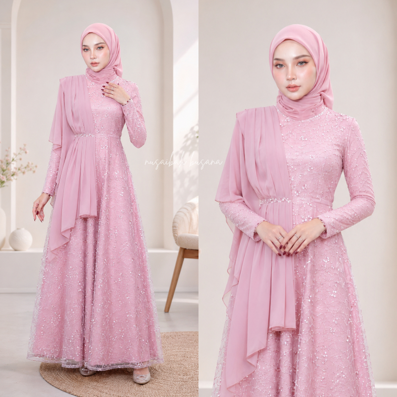 READY JUMBO - GAMIS BROKAT ALEENA TERBARU | GAMIS KONDANGAN LAYER EKSKLUSIF | GAMIS WANITA MAXY DRES