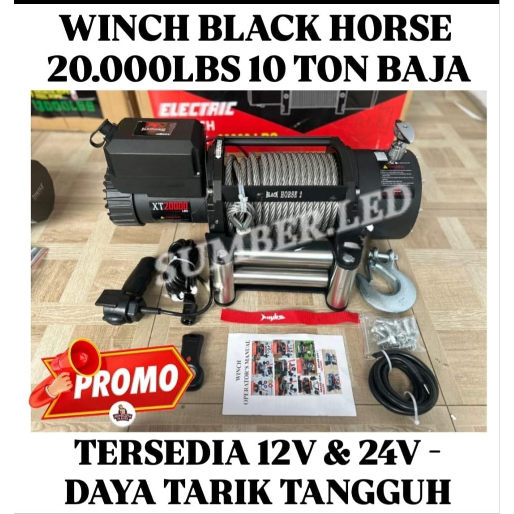 WINCH 10 TON BLACKHORSE 20000 LBS BAJA WINCH OFFROAD TALI DEREK MOBIL