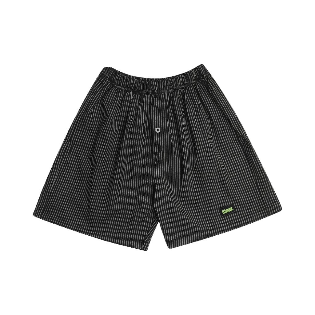 ISTWEAR Celana Pendek Boxer Salur Pria Wanita Berkancing & Ada Saku All Size Bahan Poly PE Nyaman Pi