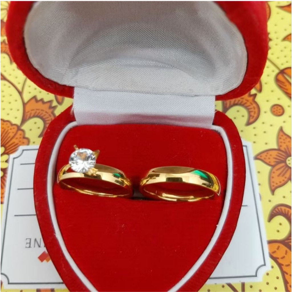 Cincin Couple  Pria/Wanita Cincin Tunangan/Kawin/Nikah 925 Sterling gold Ring Emas Putih