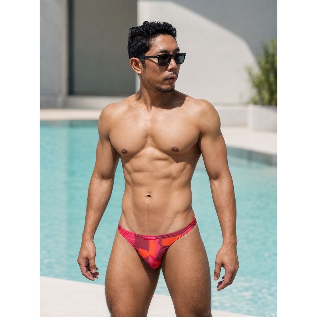 Modus Vivendi Low Cut Men's  Swim Bikini brief Red Camo