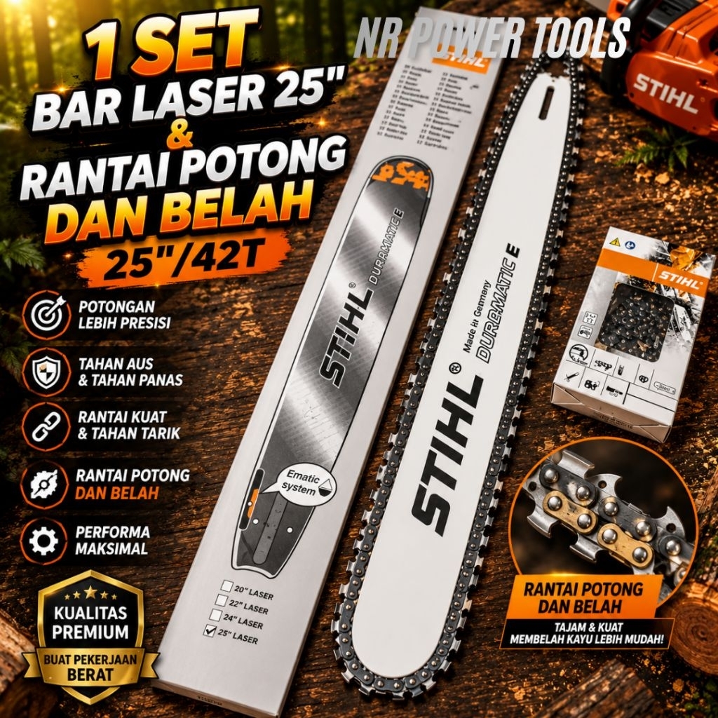 1set BAR BAJA 25inch + RANTAI 42T chainsaw MS381/MS382 original STIHL GERMANY