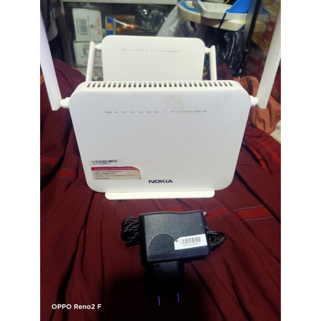 NOKIA ONT G-1425G-B Dualband 2,4 Mhz-5 Mhz Port Hijau .Second Normal ( Unit+ Adaptor )