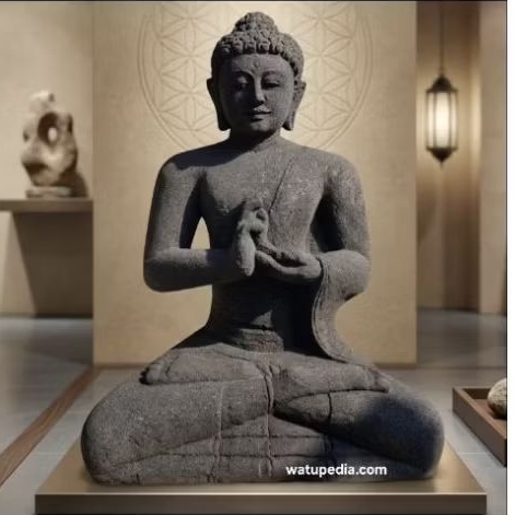 Patung Buddha batu candi 65 cm