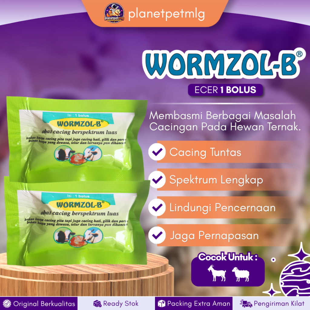 ECER WORMZOL-B 1 BOLUS BY MEDION - Membasmi Berbagai Cacingan Pada Hewan Ternak.