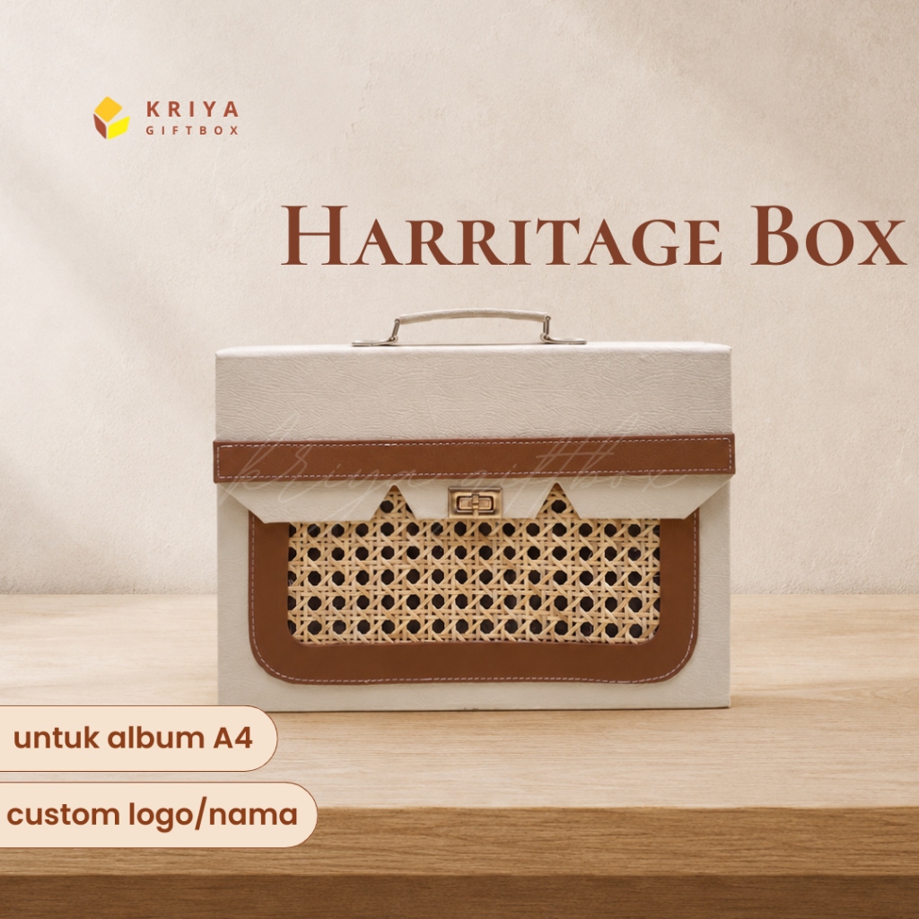 Box Album Foto Leather | Box Album Kombinasi Rotan | Box Album 20 x 30 cm
