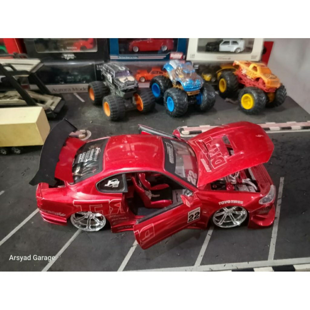 Diecast Jada Toys Jadatoys Option D Nissan Silvia S15 DRFT Red Loose Swap Velg