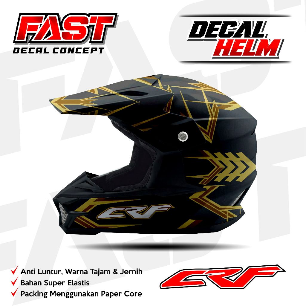 Decal stiker helm CRF Cross Motif Gradasi Racing MotoCross Livery HELM CRF Gradasi Design For Offroa