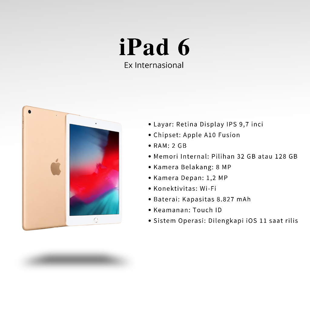 COD // iPad Gen 6 dan iPad Gen 7 // Second Inter Original // 16GB 32GB 64GB & 128GB // Wi-Fi Only //