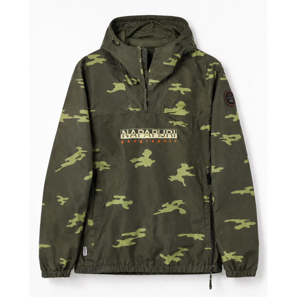 Napapijri Avergreen Anorak Summer Hooded Jacket In Aop Camo