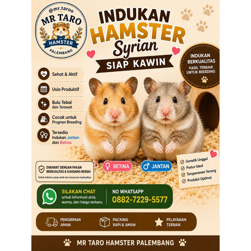 Hamster Syrian indukan( PALEMBANG SAJA - KURIR INSTAN)