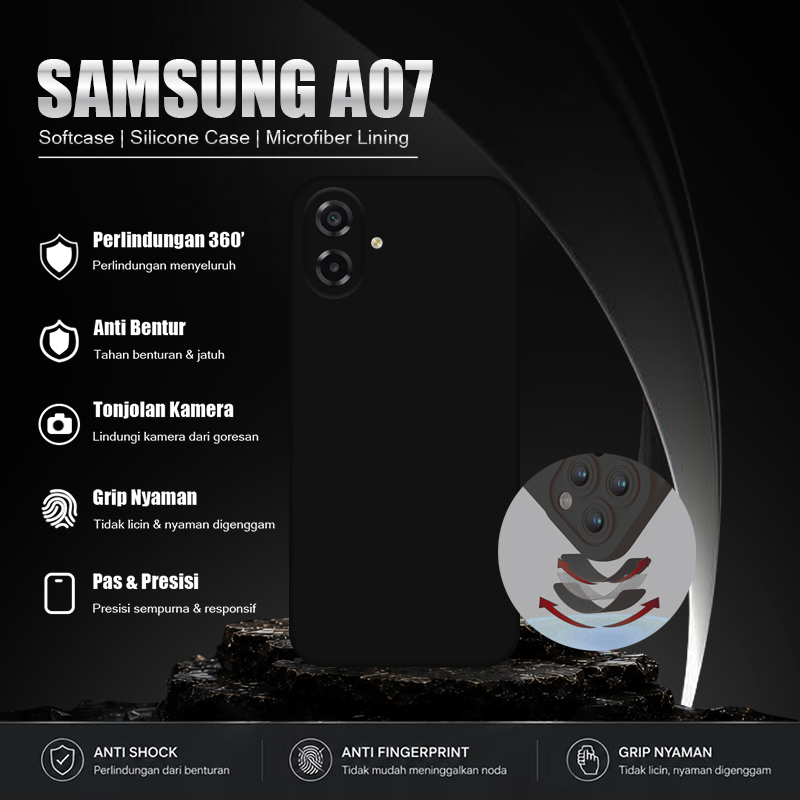 Softcase Hitam Polos For Samsung A07 - Softcase Handphone - Casing Hape - Casing Ponsel - Case Aesth