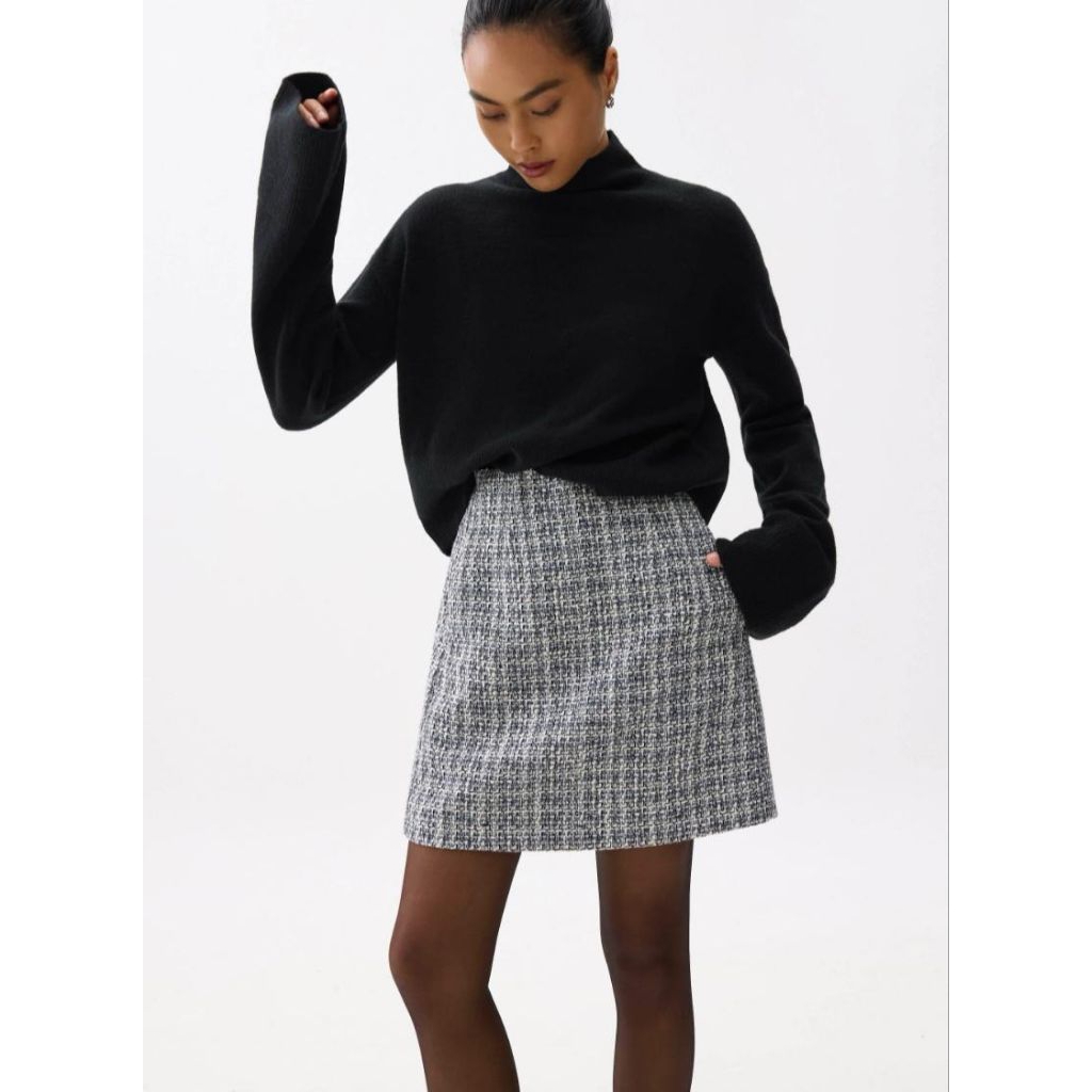 Love bonito elastic tweed mini skirt slate blue