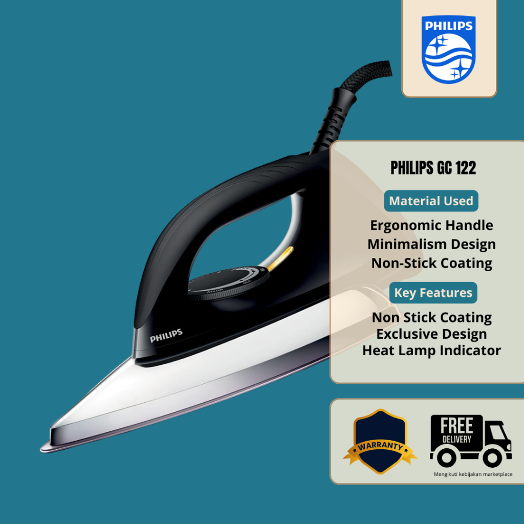 SETRIKA PHILIPS - SETRIKA PAKAIAN PHILIPS - GOSOKAN BAJU PHILIPS - HD 1173 CERAMIC - PHILIPS