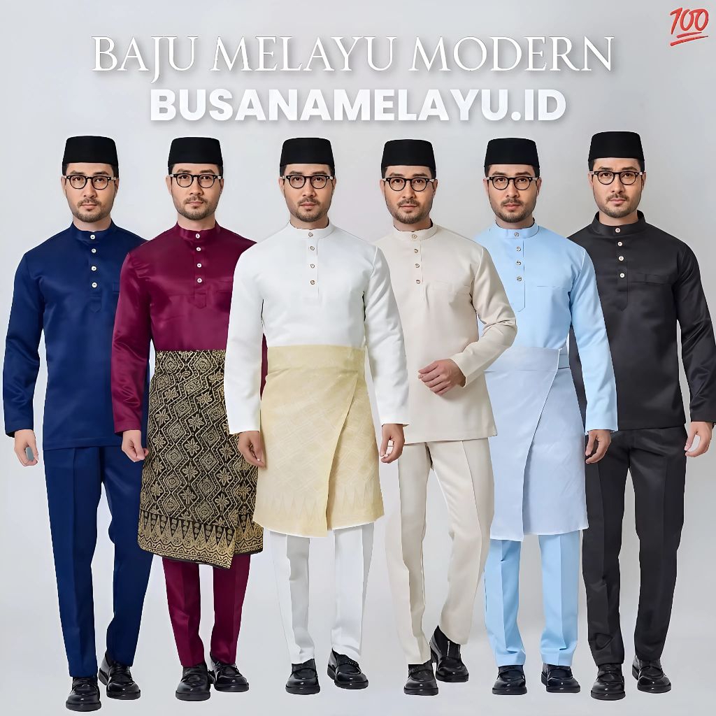 Busanamelayu.id~ ( Baju+celana ) Set Kurung Melayu Cekak Musang Teluk Belango Pria Pakaian Adat & La