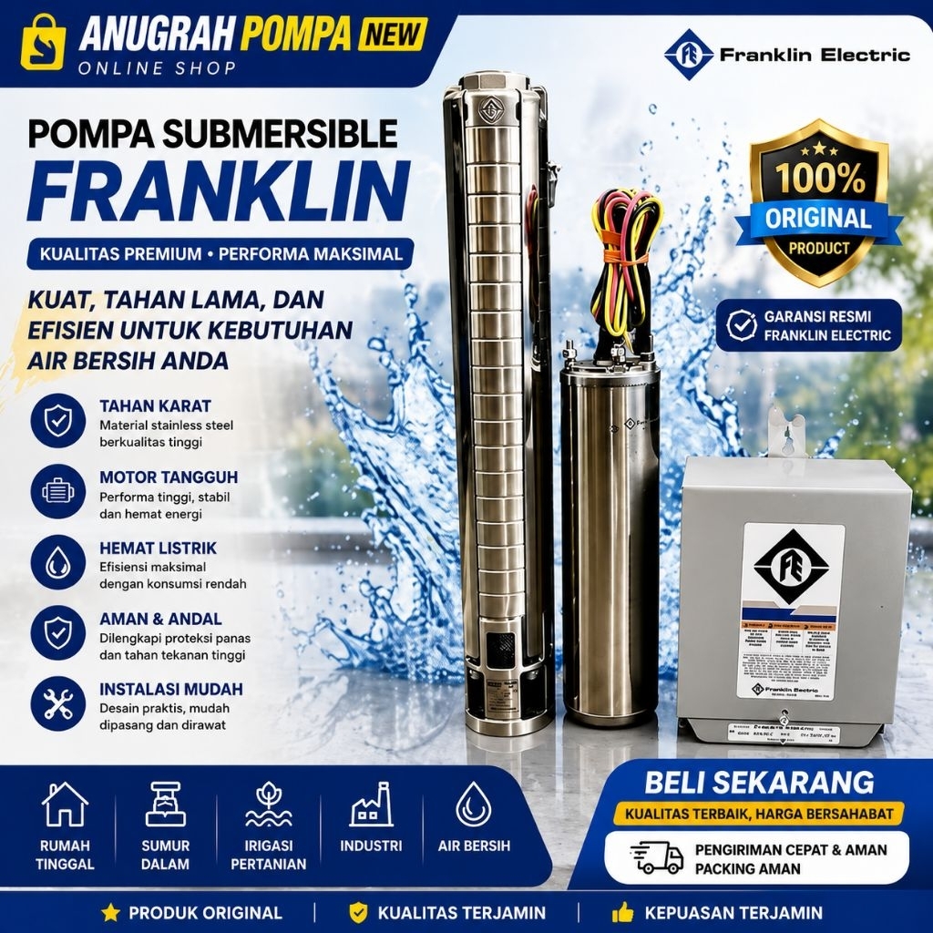 POMPA SATELIT 4 INCH FRANKLIN 3Hp 380V POMPA 4SP8/16 OUTLET 2 INCH - Pakai Control Box