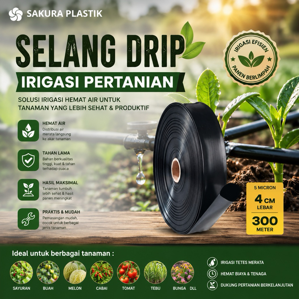 Selang Drip 5 micron 4 cm 300 meter - Pipa 3/4 inch