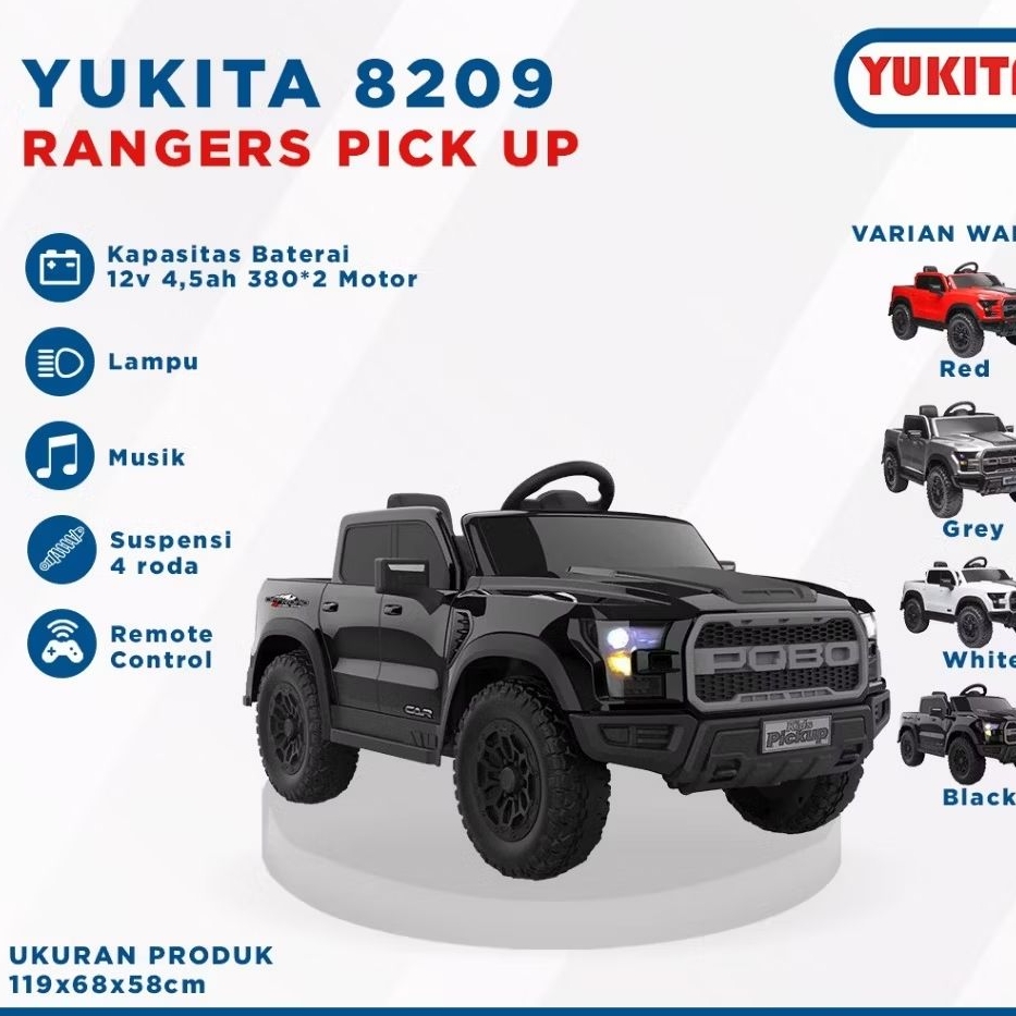 Mainan Mobil Aki Anak Mobil Polisi Yukita 8209 Rangers Pick Up - Merah